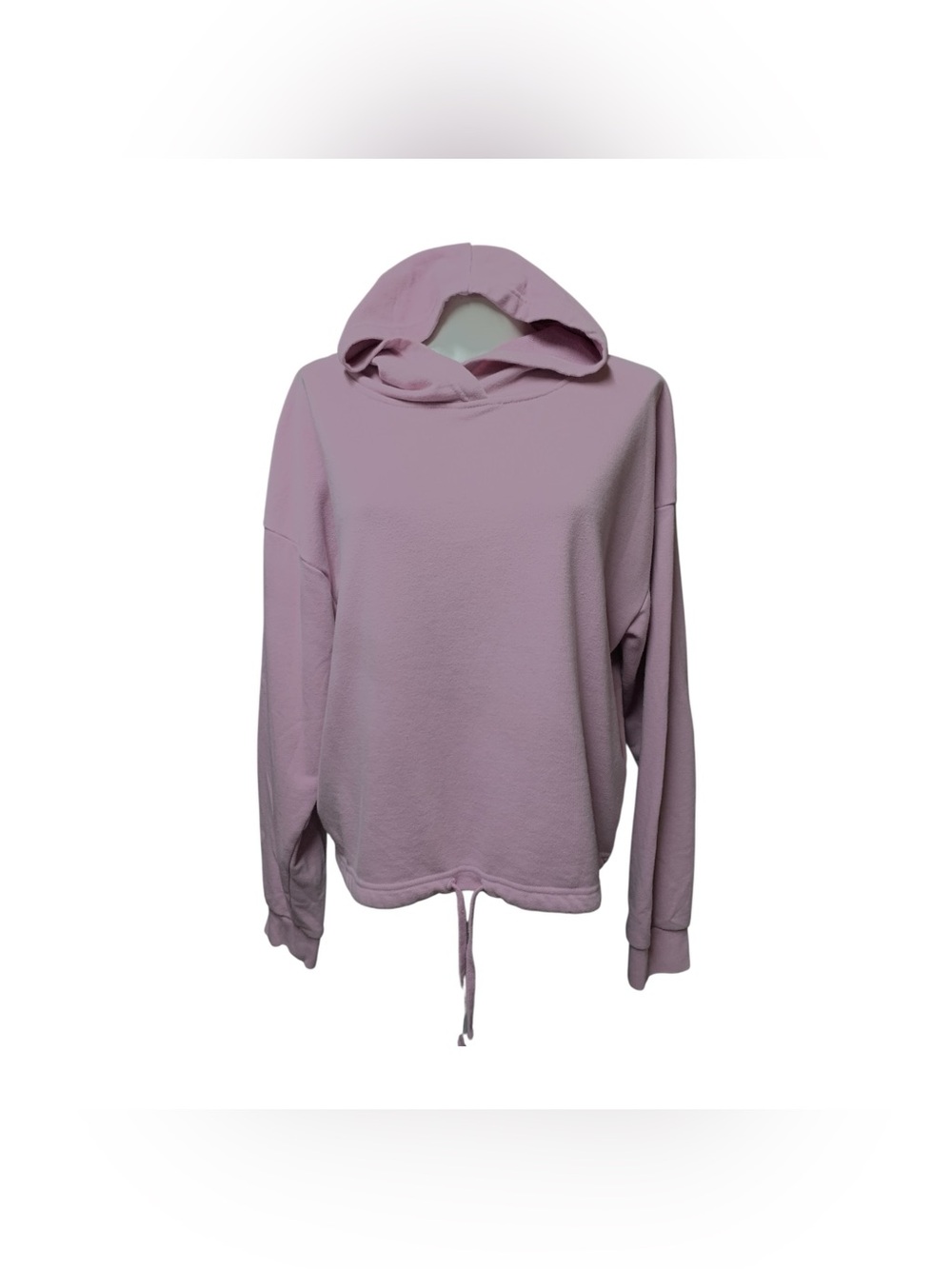 Kuwalltee Relaxed Light Mauve Hooded Sweatshirt with Drawstring Hem Size L